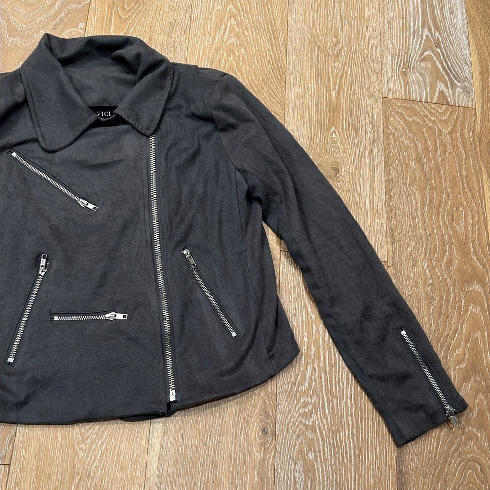 VICI Faux Suede Gray Moto Jacket - Picture 3 of 11